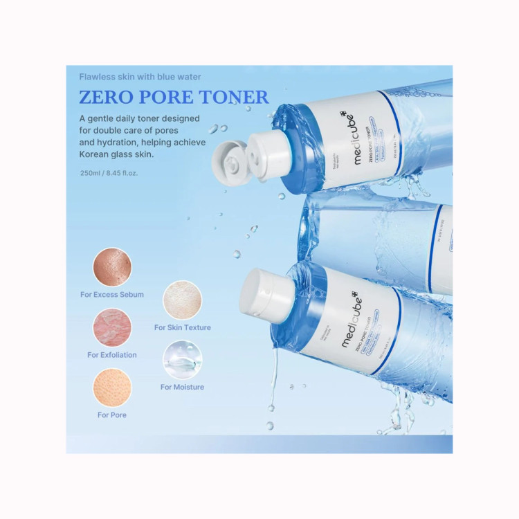 تونر کوچک کننده منافذ مدی کیوب مدل Zero Pore حجم 250 میل